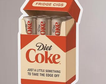 Pegatina divertida de Coca-Cola Light para nevera con forma de cigarrillos.