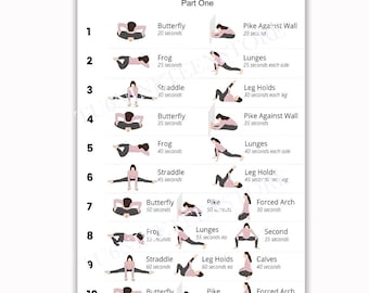 21 Day Stretching Challenge Poster, Flexibility Training Guide Wall Art
