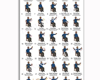 30 Day Chair Tai Chi Plan Poster for Seniors, Seated Exercise Routine Wall Art