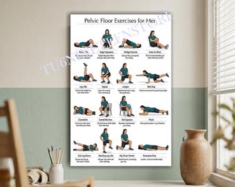 Pelvic Floor Exercises for Men Poster, Kegel Workout Chart Wall Art