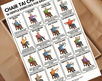 Chair Tai Chi for Seniors Poster, Seated Balance and Mobility Exercises