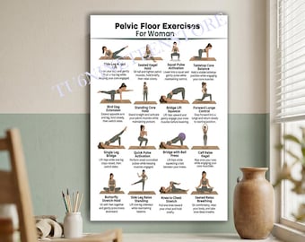 Pelvic Floor Exercises Poster for Women, Kegel Workout Guide Wall Art
