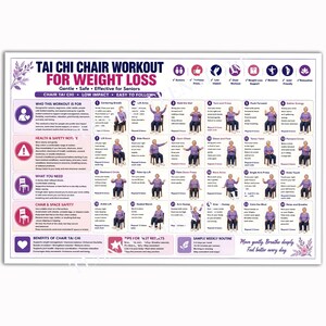 Tai Chi Chair Workout For Weight Loss Poster, Seated Exercise Chart Wall Art