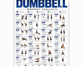 28 Day Full Body Dumbbell Workout Poster, Home Gym Exercise Plan Wall Art