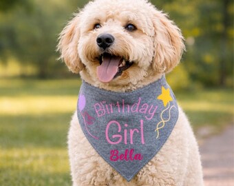 Personalisiertes Hunde Geburtstags-Bandana Individuell mit Haustieren Namen Handgefertigtes Denim-Bandana Gotcha Day Geburtstags-Haustier-Accessoire