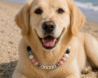 Collana personalizzata dell'amicizia tra cani, perline in silicone, regalo personalizzato per la mamma di un cane, accessorio per collana per cuccioli, collana con nome del cane e perline, gioiello personalizzato