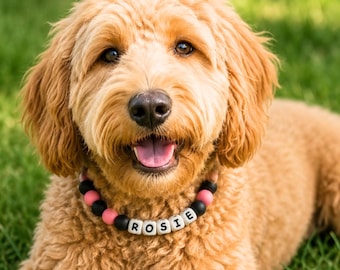 Collana personalizzata dell'amicizia tra cani, perline in silicone, regalo personalizzato per la mamma di un cane, accessorio per collana per cuccioli, collana con nome del cane e perline, gioiello personalizzato