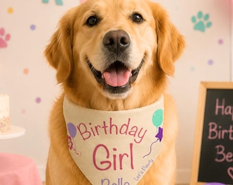 Bandana personalizzata per il compleanno del cane, regalo personalizzato per animali domestici con nome per la mamma del cane, idea regalo per un nuovo cucciolo, bandana per il compleanno del cane, accessori per animali domestici