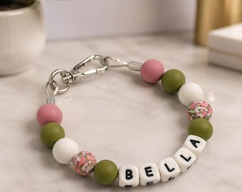 Collana per cani personalizzata con perline in silicone, regalo per la mamma di un cane o per un cucciolo, accessorio personalizzato per animali domestici, collana con nome del cane e perline, gioiello personalizzato
