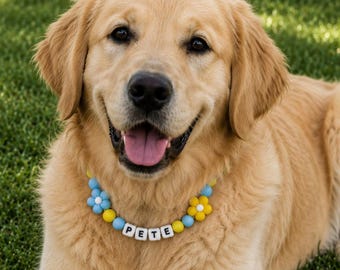 Collana personalizzata per cani con fiori e perline in silicone, regalo personalizzato per la mamma di un cane, collana per cuccioli, accessorio per animali domestici, collana con nome del cane e perline, personalizzata