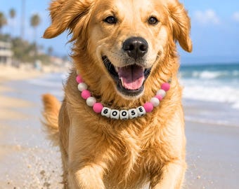 Collana per cani personalizzata con perline in silicone, regalo per la mamma di un cane o per un cucciolo, accessorio personalizzato per animali domestici, collana con nome del cane e perline, gioiello personalizzato