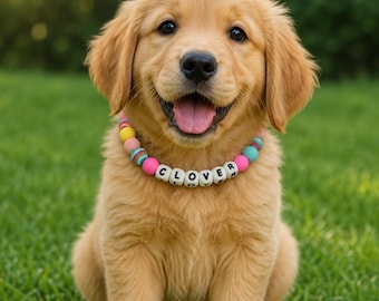Collana dell'amicizia personalizzata con perline, perline in silicone, regalo personalizzato per la mamma di un cane, collana per cuccioli, accessorio per animali domestici, collana con nome del cane e perline, personalizzata
