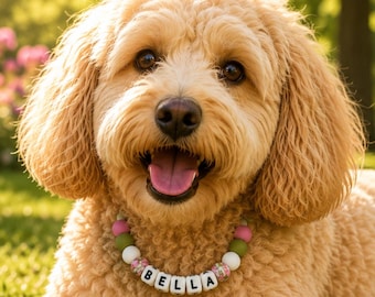 Collana personalizzata con perline in silicone per cani, regalo per la mamma di un cane, collana per il nuovo cucciolo, accessorio personalizzato per animali domestici, collana con nome del cane e perline, gioiello personalizzato