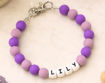 Gepersonaliseerde paarse hond vriendschapsketting siliconen kralen aangepaste hond moeder cadeau puppy ketting huisdier accessoire kralen hondennaam ketting op maat