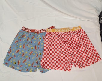 Joe Boxer Underwear Mens S Blue Red Hot Dog Checkerboard Novelty Trunks 2pk Y2k