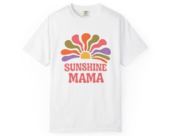 サンシャインママ レトロ70年代サンバーストグラフィックTシャツ、ボヘミアンママへのギフト