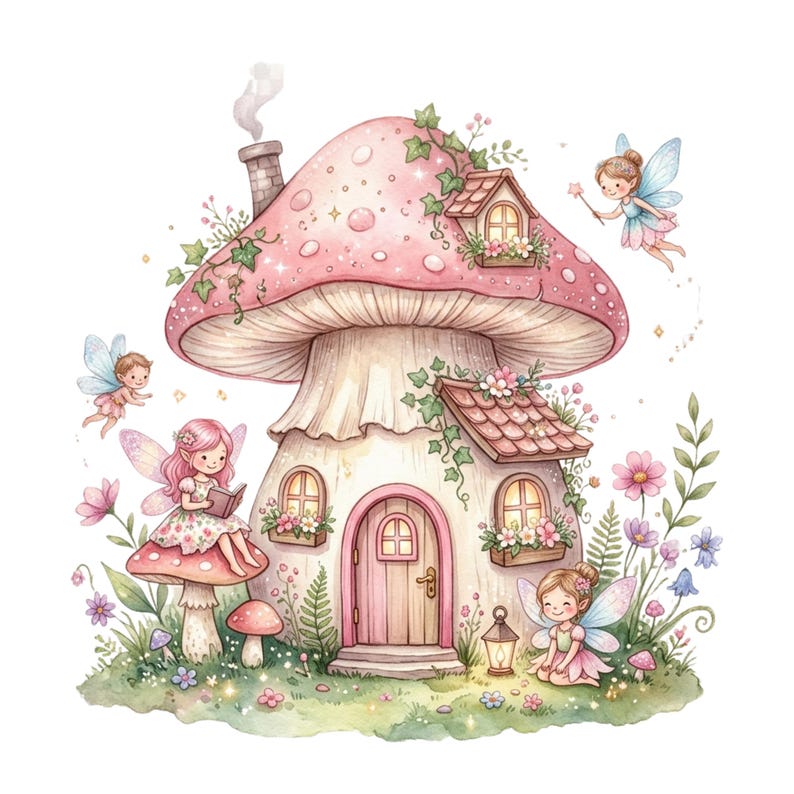 Watercolor Magical Garden Fairies Clipart Bundle PNG | Cute Nature and ...