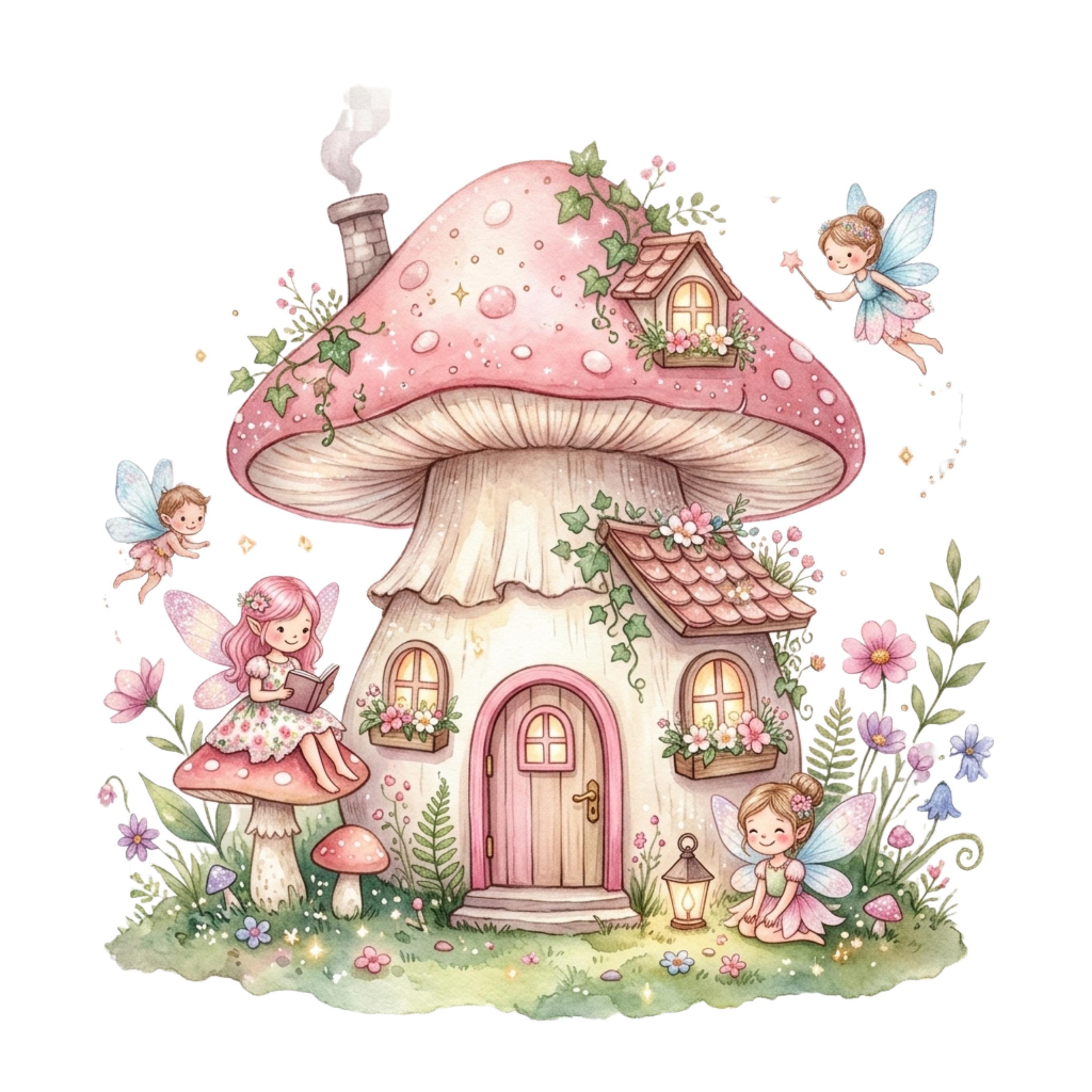 Watercolor Magical Garden Fairies Clipart Bundle PNG | Cute Nature and ...