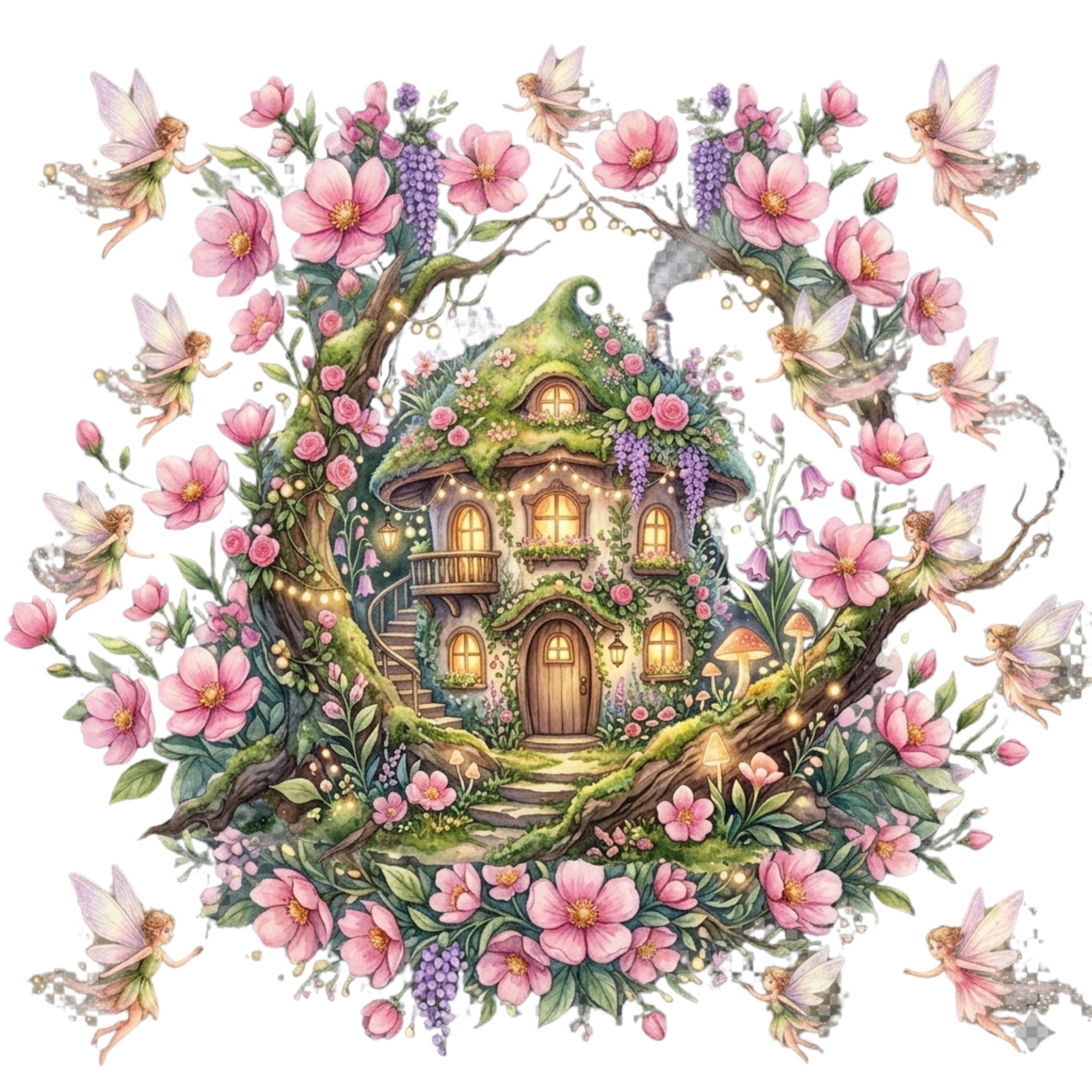 Watercolor Magical Garden Fairies Clipart Bundle PNG | Cute Nature and ...