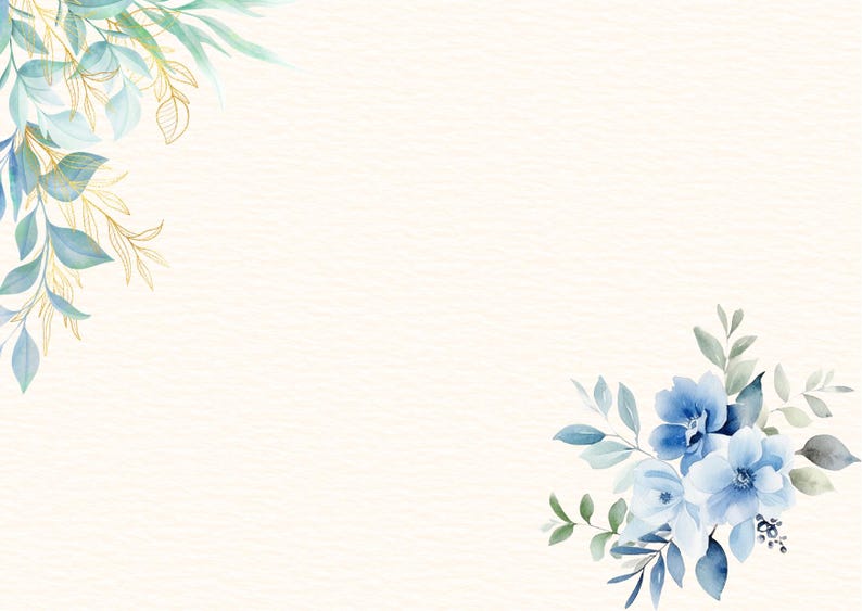 Blue Floral Card Template, Editable Canva Thank You Card, Elegant A6 ...