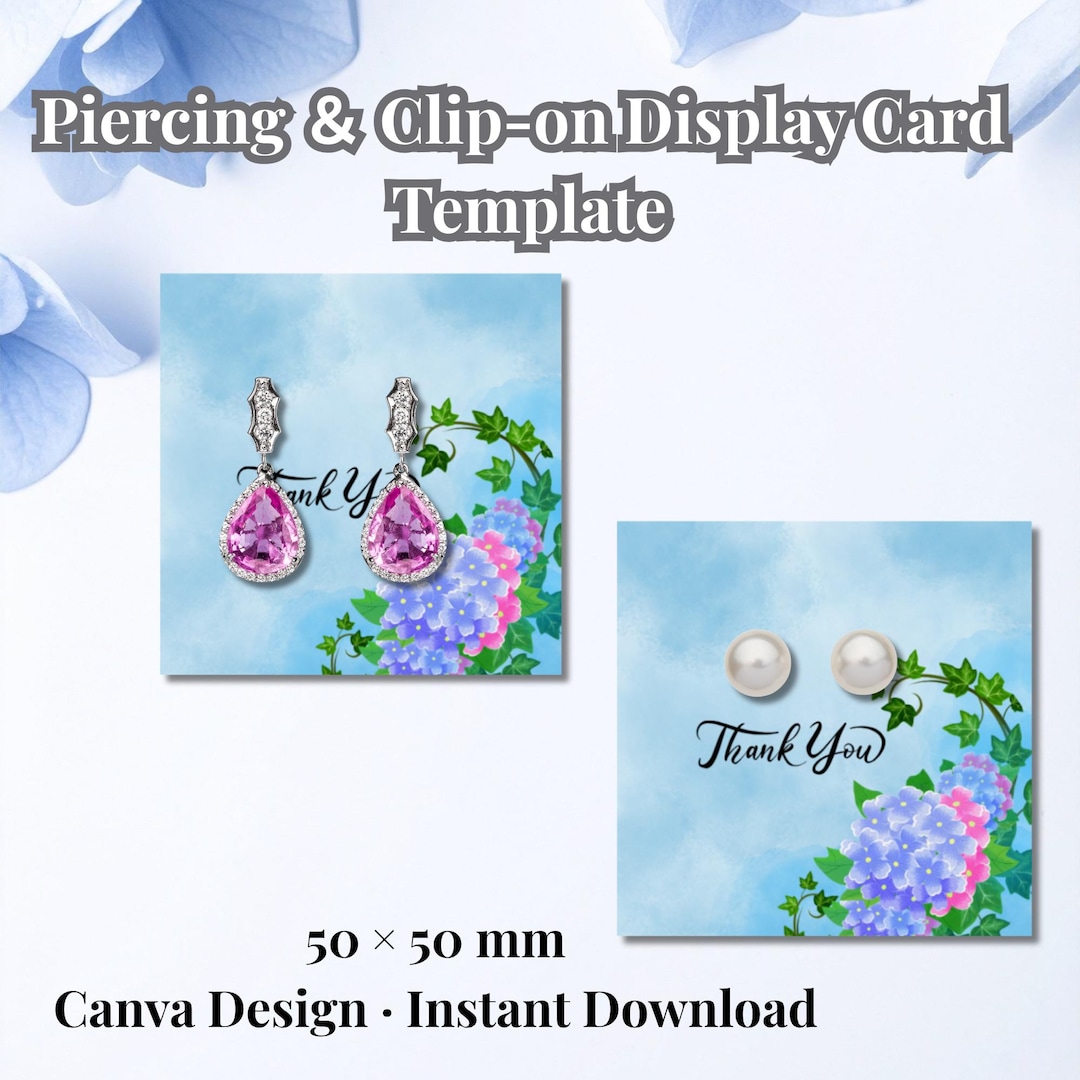 Earring and Clip on Display Card Template 50x50 Mm Editable Canva ...