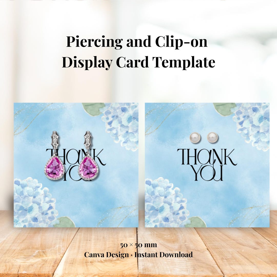 Piercing and Clip-on Display Card Template 50x50 Mm Editable Canva ...
