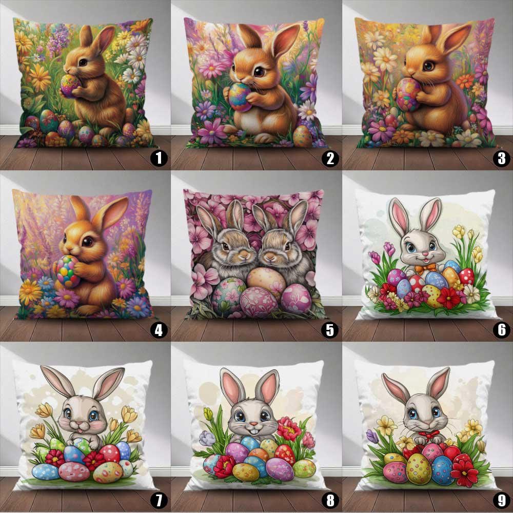 Bada Bing Decorazione pasquale 3D, federa per cuscino a forma di coniglio con orecchie pieghevoli, 40 x 40 cm, decorazione pasquale – federa con motivo coniglietto pasquale – Cuscino decorativo per