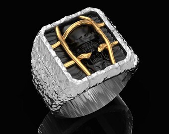 Skull Behind Bars Ring, Gothic Prison Skull Ring, Dark Fantasy Statement Ring, 925 Silver Ring, Accent Ring, Unique Men's Gothic Jewelry.