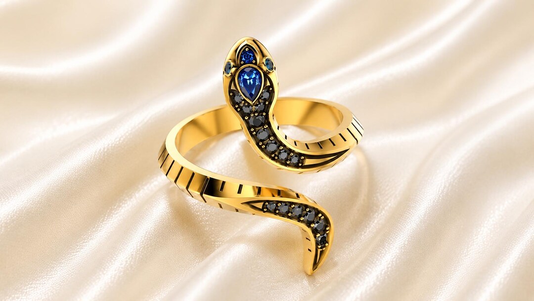 14k Gold Snake Ring, Solid Gold Snake Lover Ring, Dainty Two Snakes ...
