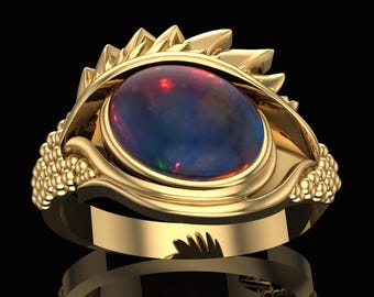 Mystic Eye Statement Ring, Opal Inspired Cocktail Ring, Fantasy Eye Ring, Artisan Handmade Jewelry, Unisex Ring, Gift for love, Men's Ring.