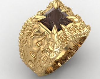 14K Gold Plated, Organic Texture Statement Ring, Gothic Inspired Cocktail Ring, Artisan Sculptural Ring, Unique Handmade Jewelry, Gift wear.