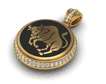14K Solid Gold Taurus Zodiac Necklace, Bull Astrology Pendant, Earth Sign Jewelry, Silver Taurus Charm, Horoscope Charm Gift, Birthday Gift.