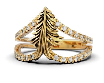 Christmas Ring Tree Zricon Silver Rings, Santa Claus Christmas Ring, Tree Gold Plated Holiday Ring with Cubic Zirconia, Festive Jewelry Gift