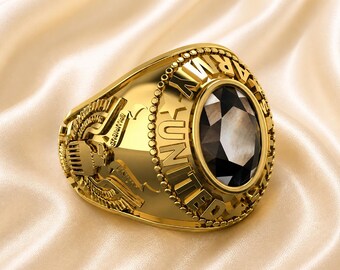 United States Army Ring, Men's Army Ring, US Military Ring, Black Army Ring, 925 Sterling Silver Ring, solid Ring, Dad's Army Gift, US Ring.