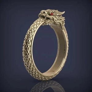 14k Gold Dragon Ring, Serpent Ring, Mythology Ring, Animal Jewelry, Ornament Ring, Men Women Ring, Unique Ring, Dragon Jewelry
