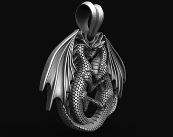 Double Dragon Pendant Necklace | Handcrafted Silver Chinese Dragon Necklace | Men's Silver 925 Dragon Pendant | Women's Gold Dragon Pendant.