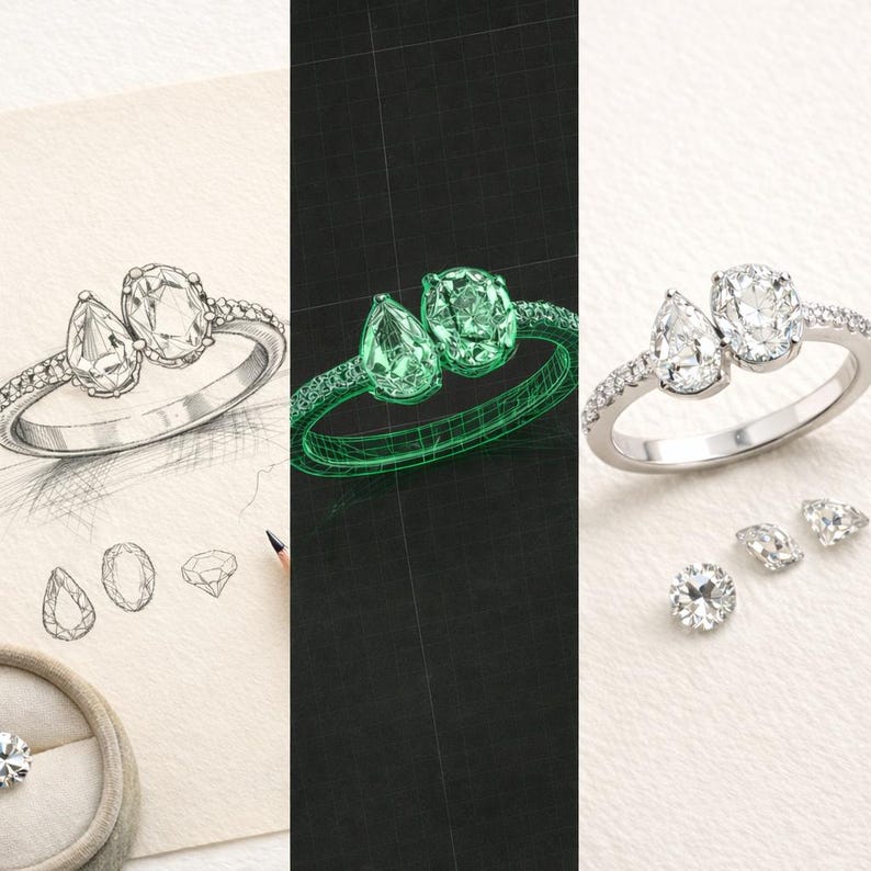 Custom Engagement Ring Redesign Sketch | Heirloom Diamond ...