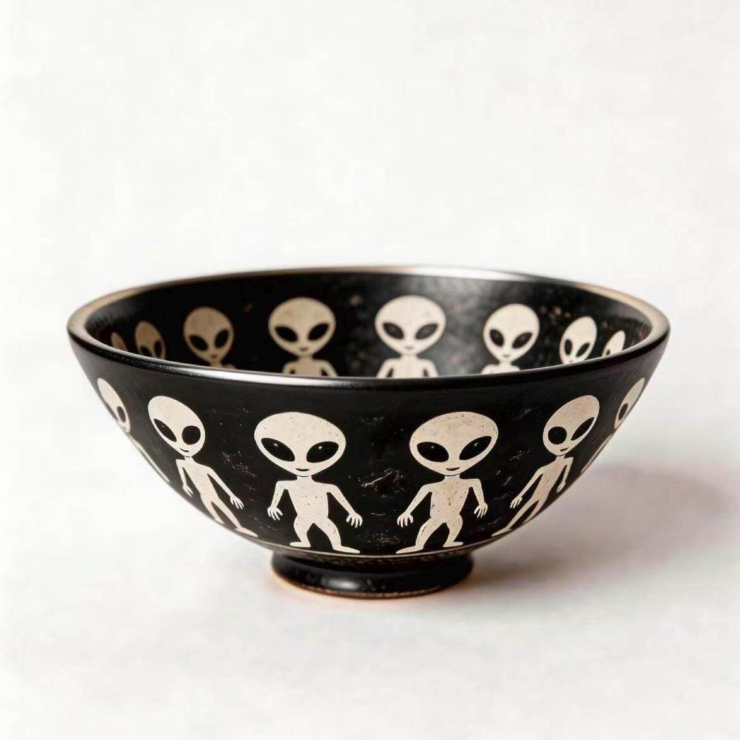 Pre-order Handmade Black Alien Ceramic Bowl Punk Style Alien Cereal ...