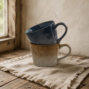 Reactive Glaze Ceramic Mug Gradient Coffee Cup Rustic Pottery Mug Large Breakfast Cup Coffee Lover Gift