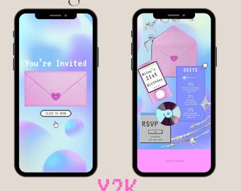 Tap to Open Invitation, Birthday Party Throwback 2000s (Digital Download) Y2K