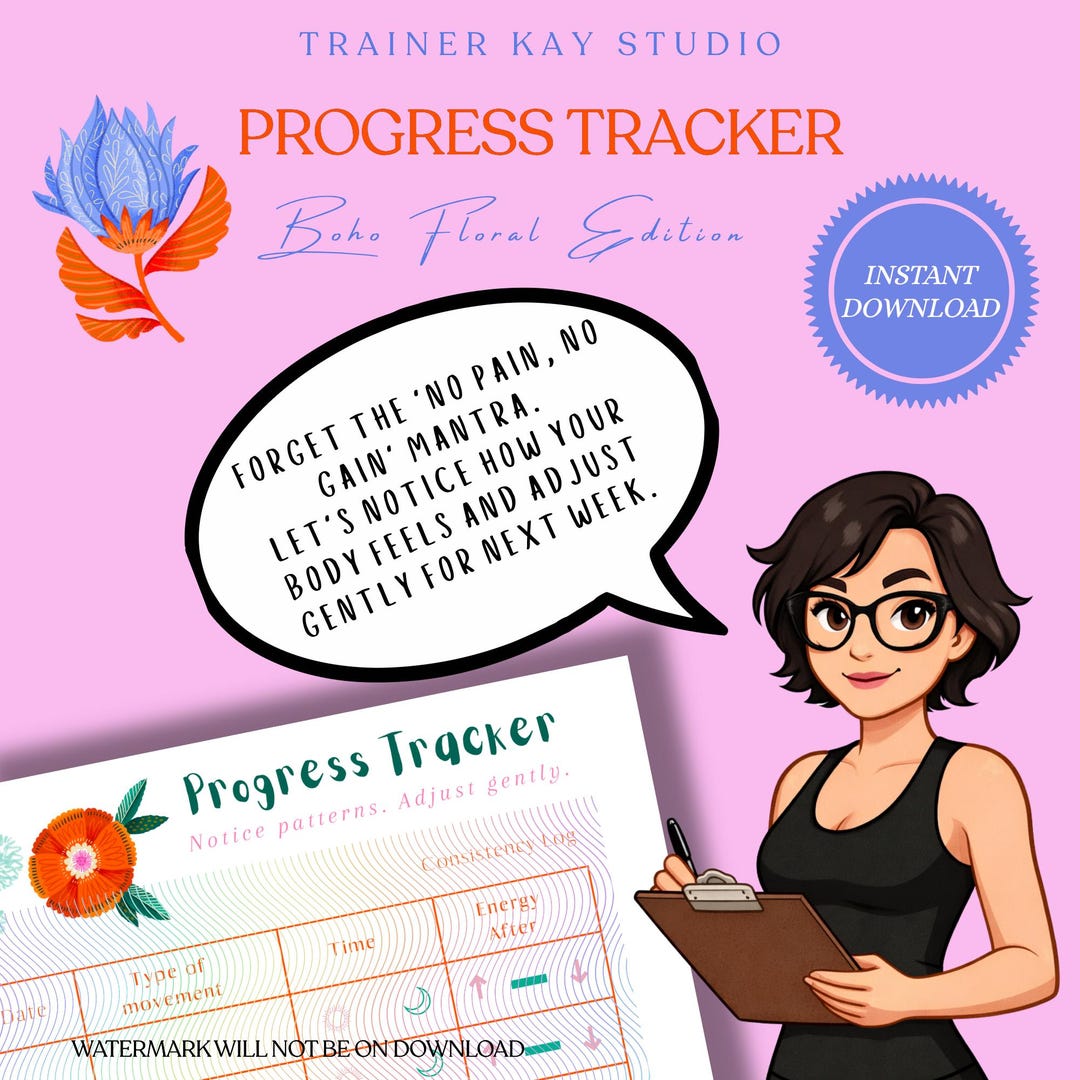 Movement & Progress Tracker in Pretty Boho Floral Design - Etsy
