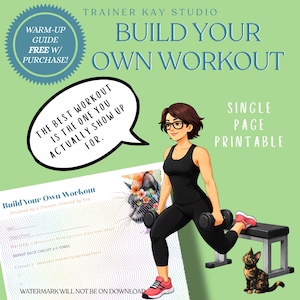 Bauen Sie Ihr eigenes Training druckbar, benutzerdefinierte Zirkeltrainingsblatt, Trainer-geführtes Workout-Generator