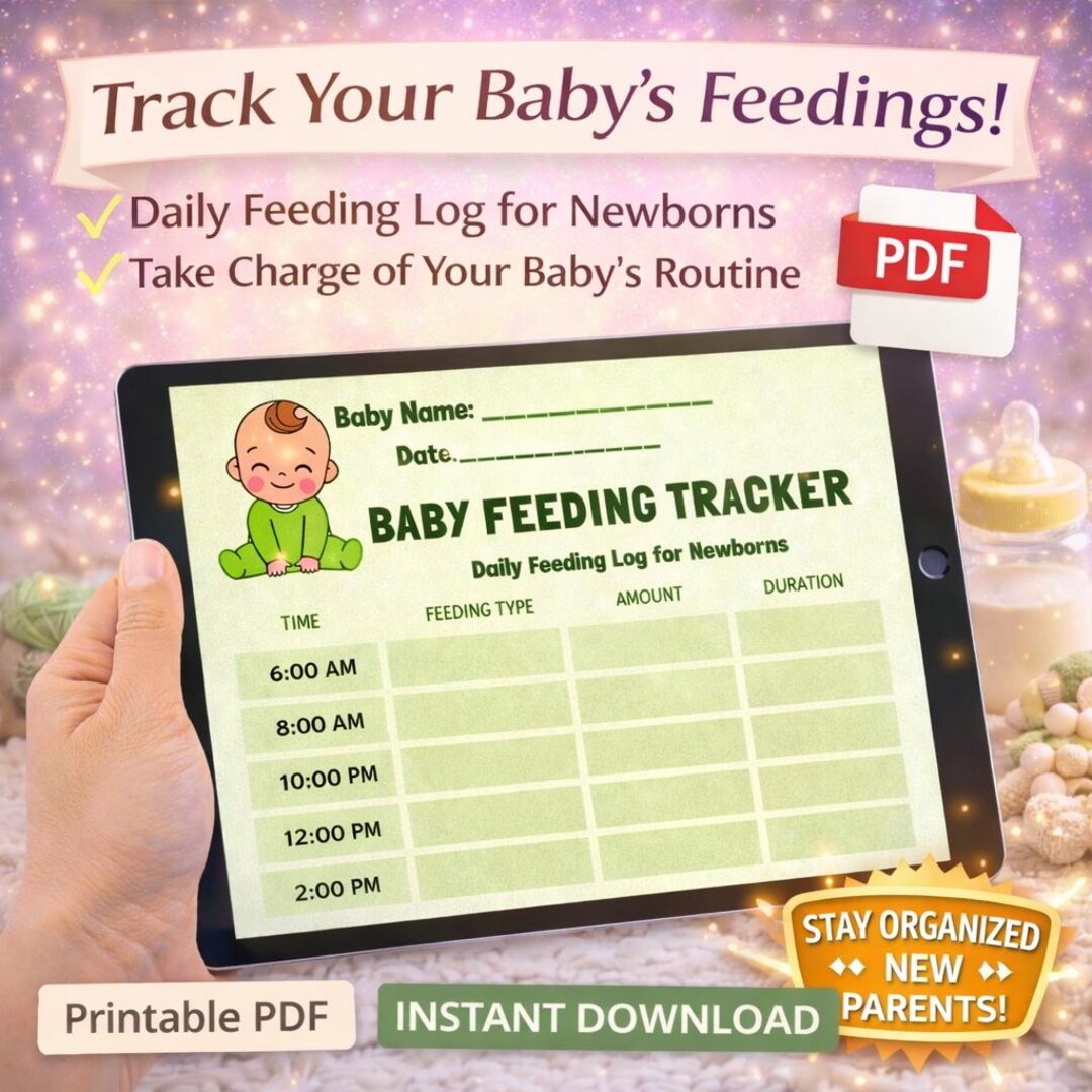 Sage Green Baby Feeding Tracker | Newborn Log (printable PDF) - Etsy