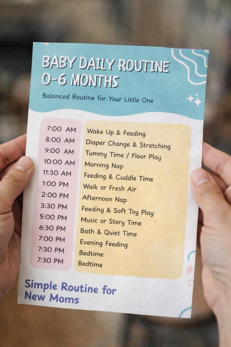 Baby Daily Routine Chart (0-6 Months) Printable Schedule (digital ...