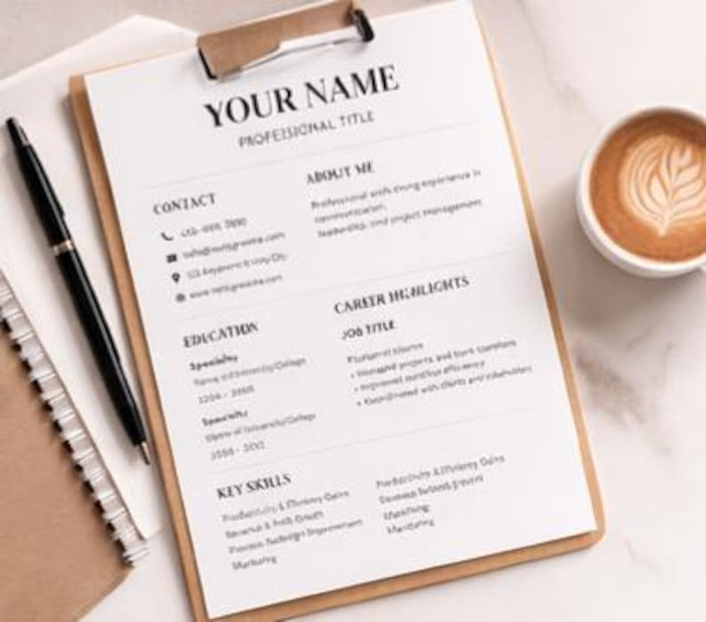 Modern Professional Resume Template | Canva CV | Editable Instant ...