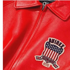 Men's AVIREX Real Bomber Varsity American Fighter Genuine Leather Jacket Gift For Him image 3