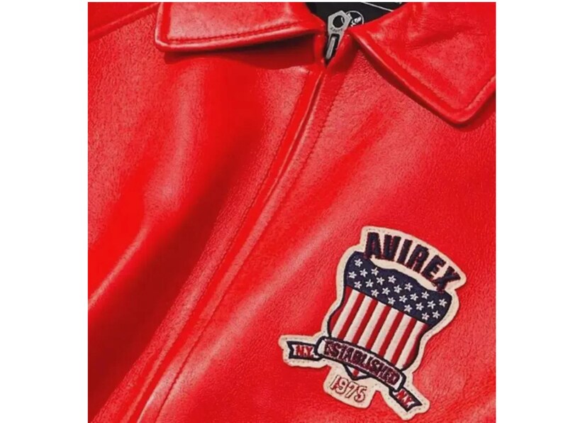 Men's AVIREX Real Bomber Varsity American Fighter Genuine Leather Jacket Gift For Him image 3