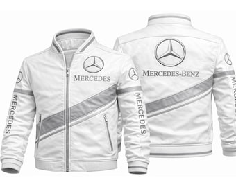 Men's White Softshell Racing Jacket, Mercedes Inspired Biker Coat
