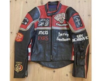 Style Leather Biker Jacket Black Motorcycle Vintage Racing Coat