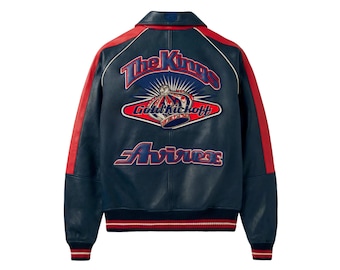 Men's AVIREX Real Bomber Varsity American Fighter Genuine Leather Jacket Gift For Him